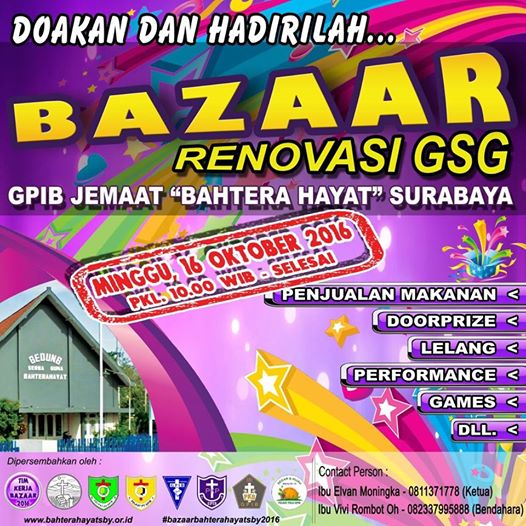 BAZAAR JEMAAT HUT KE-47 GPIB JEMAAT BAHTERA HAYAT SURABAYA (MINGGU, 16 OKTOBER 2016)